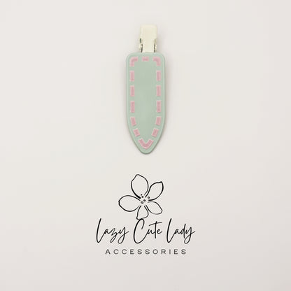 Pastel Stitch Hair Clips – Cute Resin Snap Clips for Girls and Women, Oval &amp; Long Barrette Styles