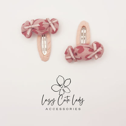 Heart Print Fabric Hair Clips – Cute Bow, Candy & Pearl Snap Barrettes for Girls