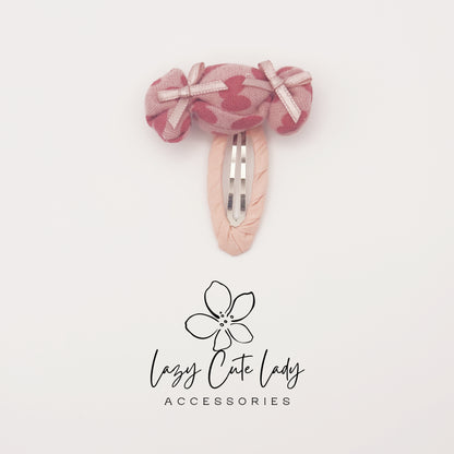 Heart Print Fabric Hair Clips – Cute Bow, Candy & Pearl Snap Barrettes for Girls