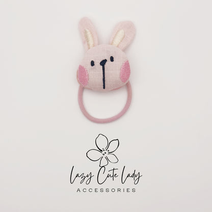 Cute Animal Hair Ties for Kids – Bunny, Bear, Koala, Puppy &Duck Fabric Hair Accessories