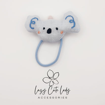 Cute Animal Hair Ties for Kids – Bunny, Bear, Koala, Puppy &Duck Fabric Hair Accessories
