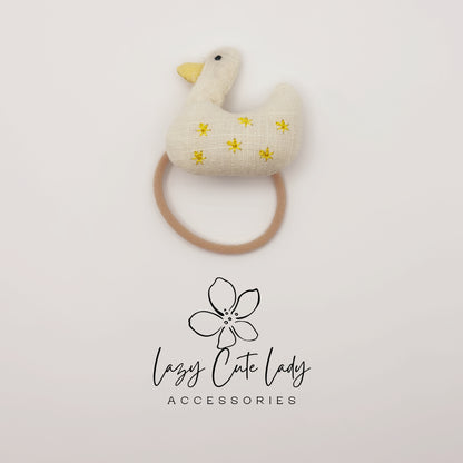 Cute Animal Hair Ties for Kids – Bunny, Bear, Koala, Puppy &Duck Fabric Hair Accessories