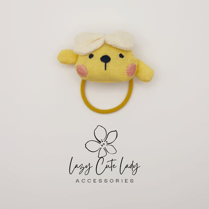 Cute Animal Hair Ties for Kids – Bunny, Bear, Koala, Puppy &Duck Fabric Hair Accessories