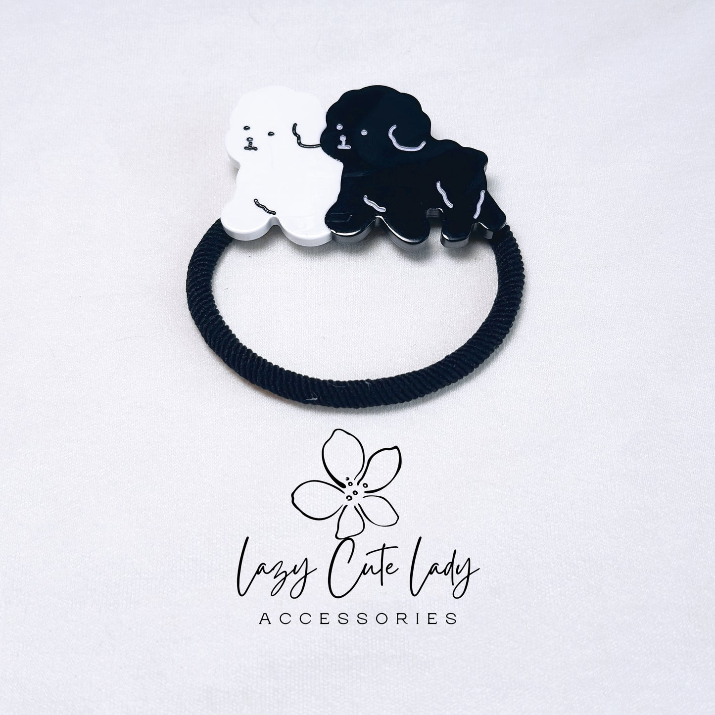 Eco-Friendly Dog Hair Ties - Adorable Puppy Design in Brown & White or Black & White