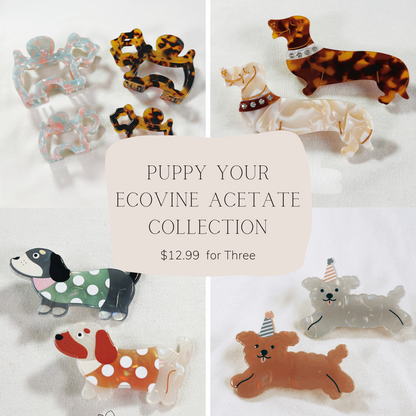 Hair clips set - Puppy Your EcoVine Acetate Collection