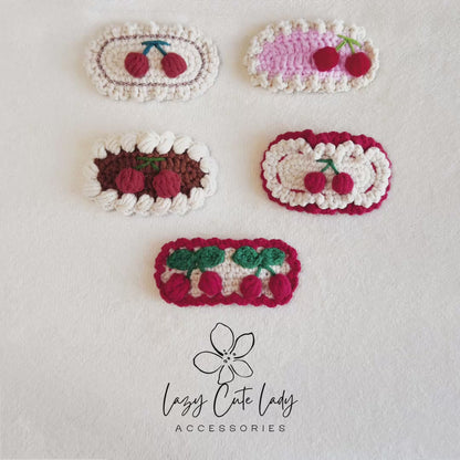 Handmade Crochet Cherry Hair Clip Series– Cute & Sweet Knitted Hair Accessories