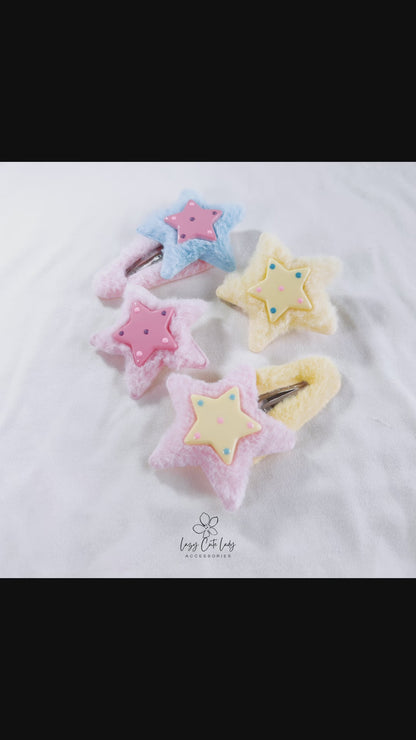 Plush Star Hair Clip Series- Hair clips- Hair Claw - Star clips - for girl for women