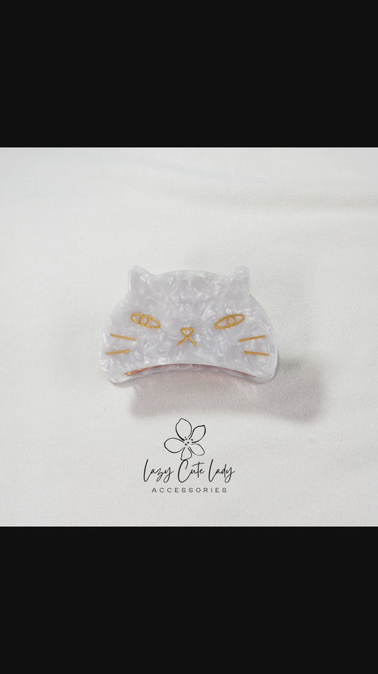 Adorable White Cat Face Hair Claw - Hair accessory - Gift for Cat lover，for girl，for women